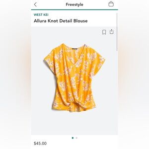 Stitch Fix yellow blouse tie front
